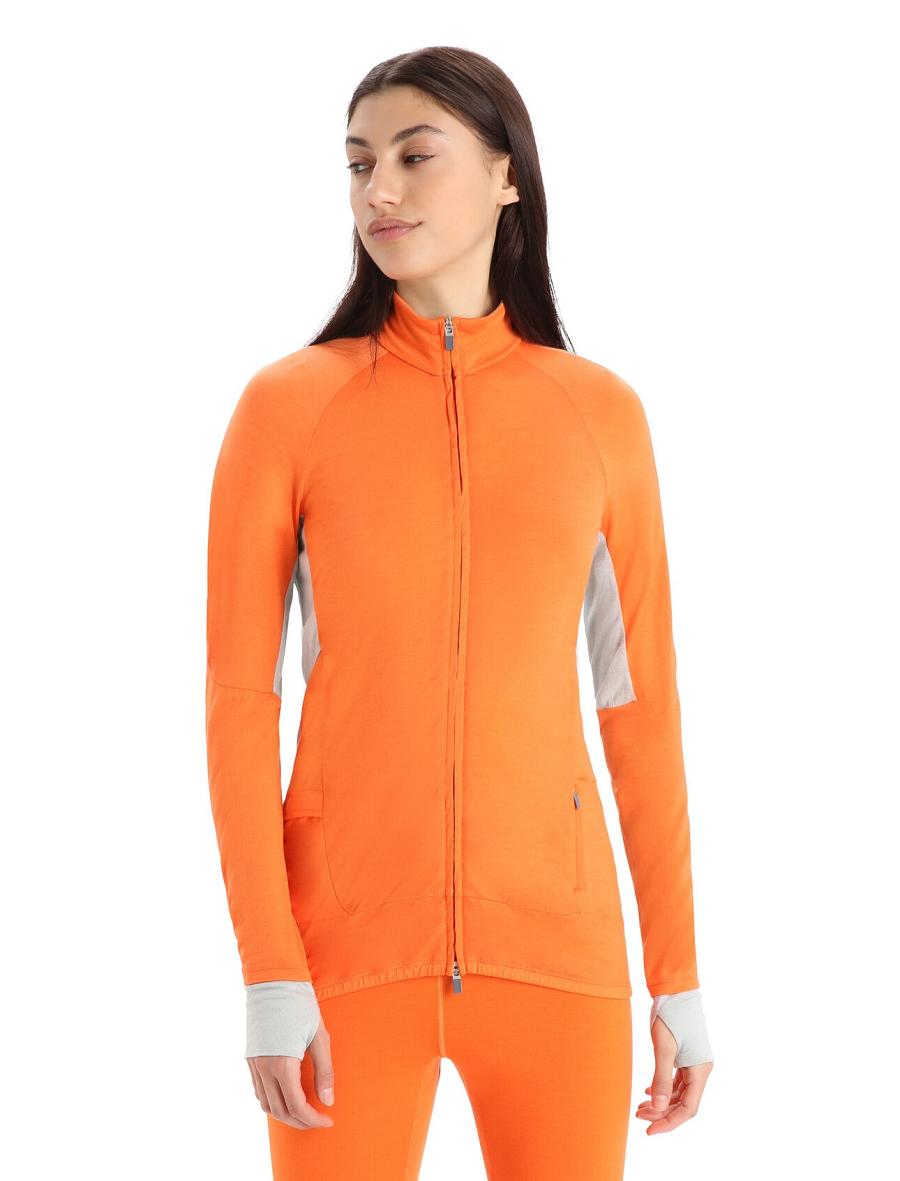 Sweat À Capuche Icebreaker ZoneKnit™ Merino Long Sleeve Zip Femme Orange Beige | FR 1667DFMN